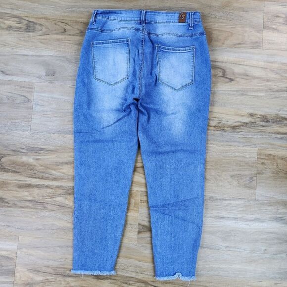 💇♀️Gogo Jeans Light Blue High Rise Destroyed Ankle Jeans Size 18 - Picture 3 of 11